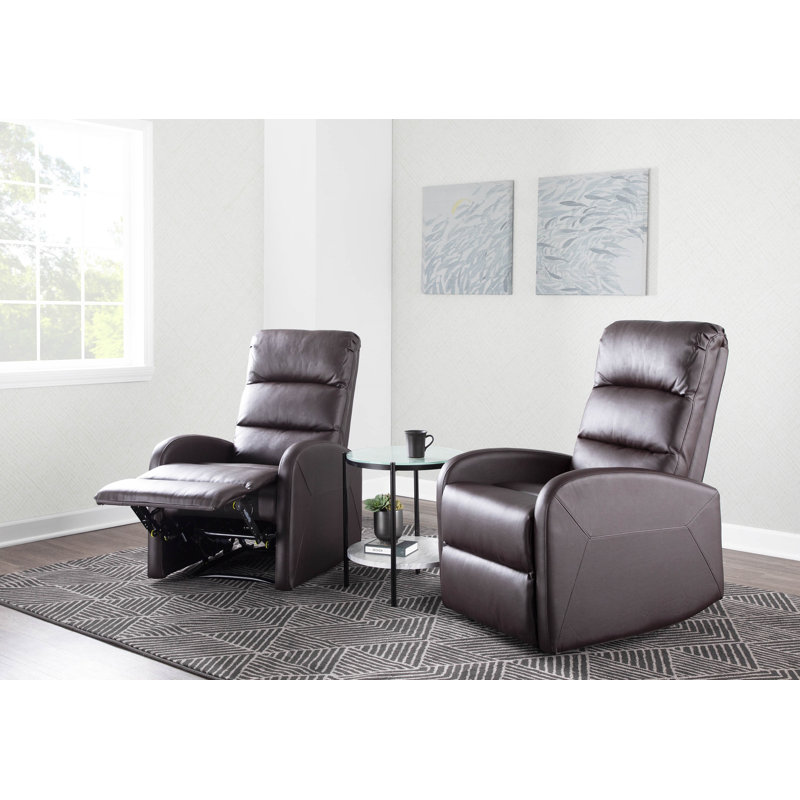 Vadys Faux Leather Recliner, Brown Faux Leather