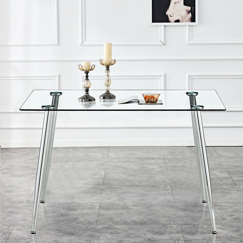 Table de salle à manger Carleen, L 29,52 po x L 47,24 po, Argent