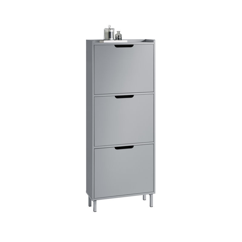 Oshiro 8 Pair Flip Down Shoe Storage, 2, Grey