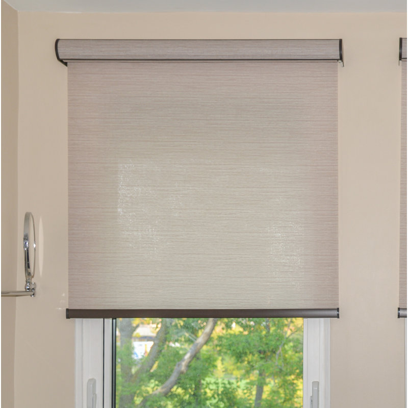 Store à enroulement semi-transparent tissé, Dune de sable, L 65 po x L 72 po, Sans fil