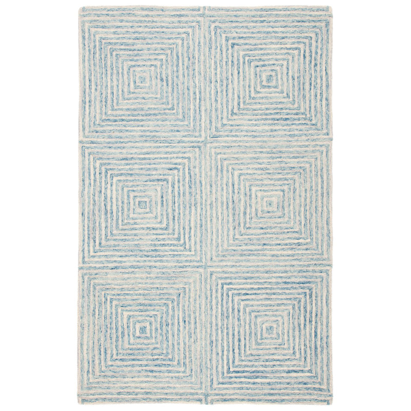 Tapis géométrique en laine et coton touffeté à la main Metro, Rectangle 3 pi x 5 pi