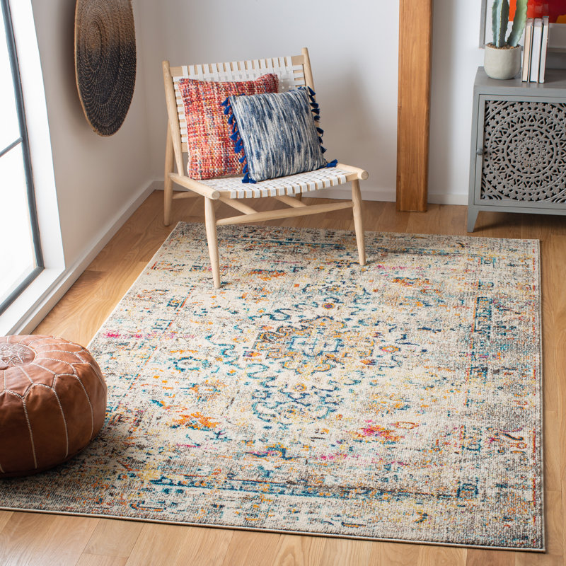 Felty Oriental Black/Gold Area Rug, Rectangle 4' x 6'