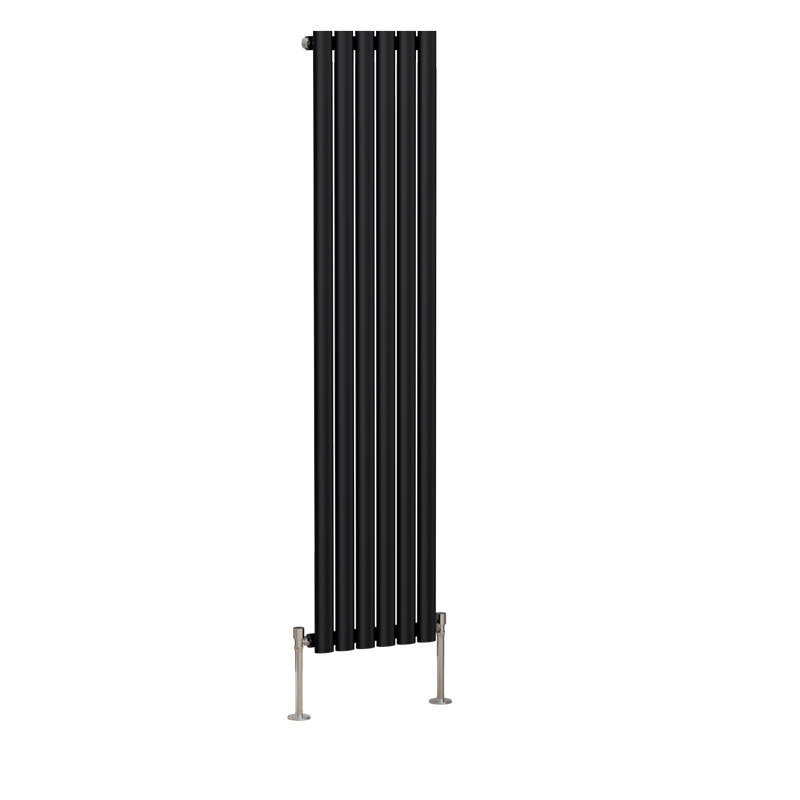 Shoshana Vertical Oval Panel Radiator, Normal Black, 160cm H x 35.4cm W, 1
