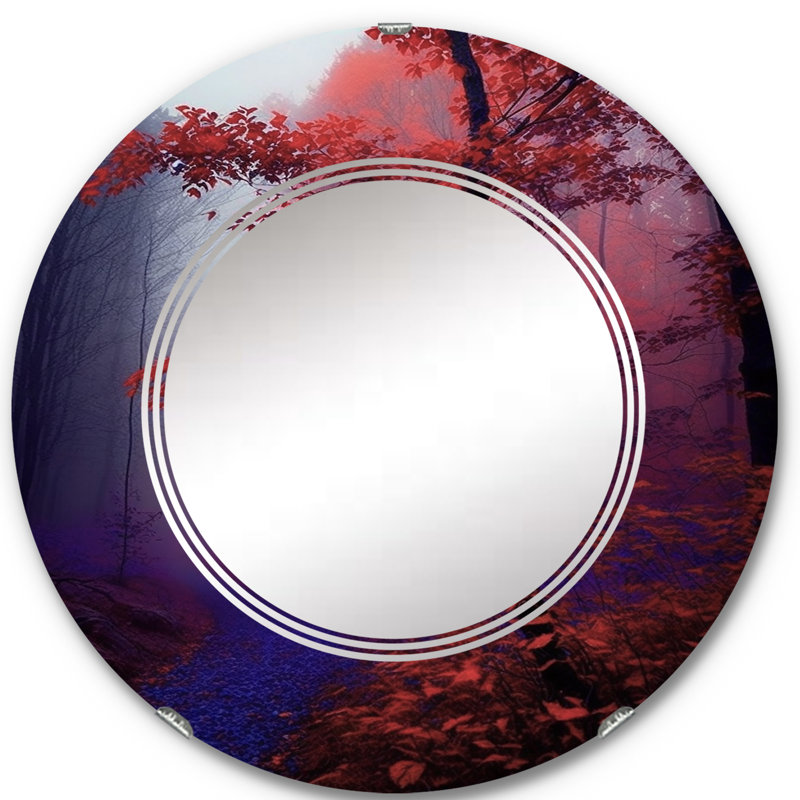 Sharber - Miroir mural rond forêt, 24 po x 24 po