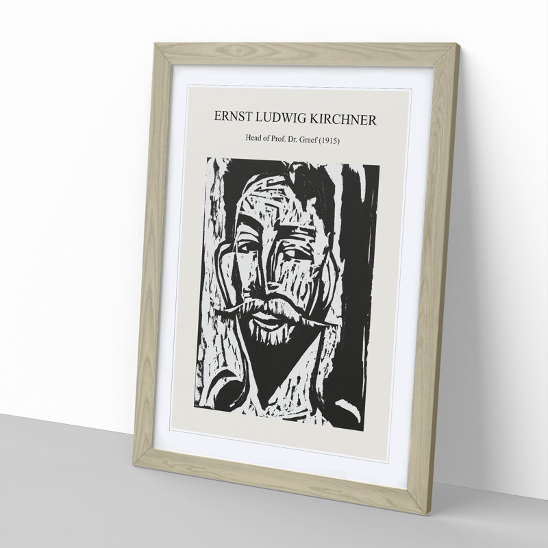 Head of Prof. Dr. Graef by Ernst Ludwig Kirchner - Picture Frame Painting, Oak Framed, 48cm H x 36cm W x 2cm D