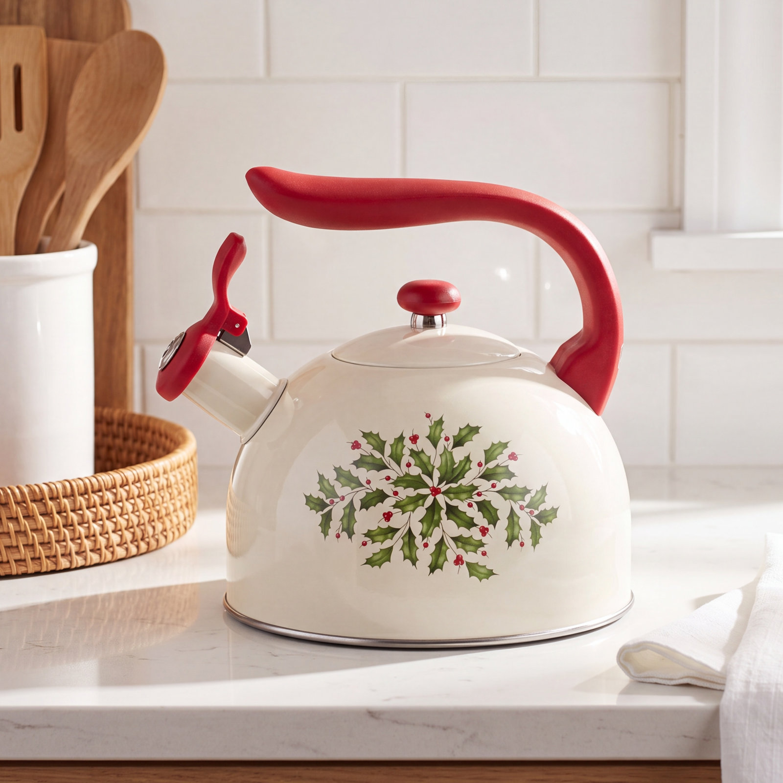 Lenox Holiday Metal Stovetop Tea Kettle
