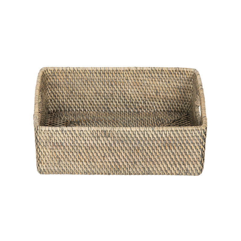 Panier en rotin Bavan, Enduit noir
