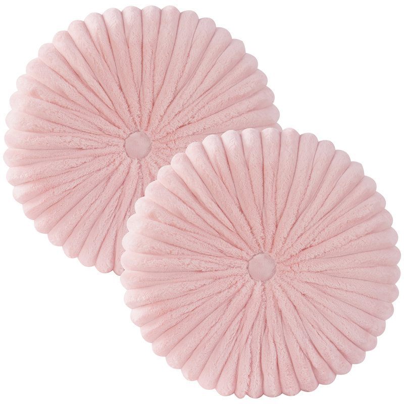 Decorative Round Throw Pillows For Bed Couch - 2 Pieces Handcraft Ruched Pumpkin Pillow,  Soft And Durable Velvet Floor Pillow For Home Decor, Bed Living Room And Sofa