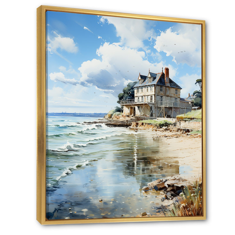 Buckhall la côte normande par Eugène II, Cadre flottant doré, H 44 po x l 34 po x P 1,5 po