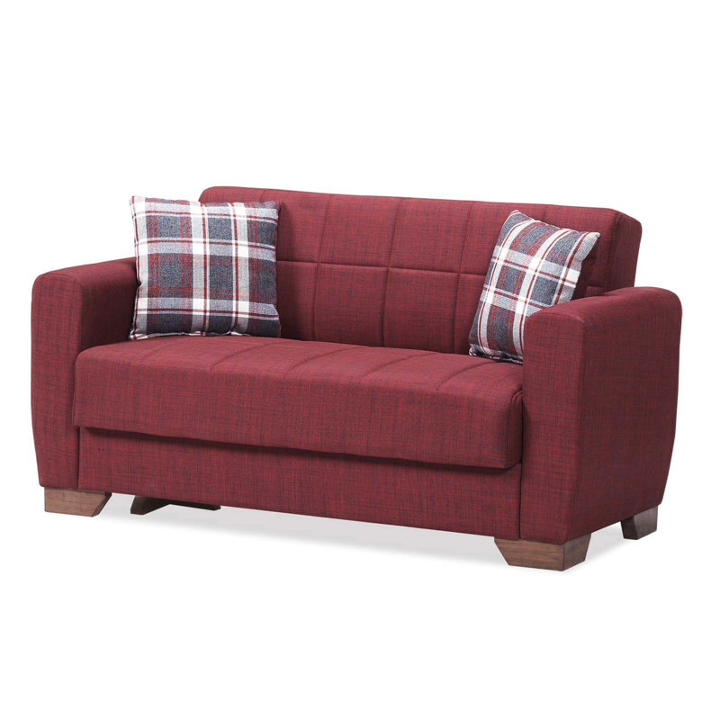 Causeuse convertible rembourrée avec rangement, Rouge