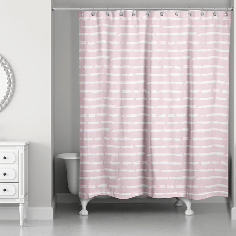  Rideau de douche rayé simple, Rosé / Blanc