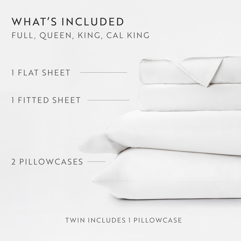 100% Rayon from Bamboo Cooling Sheet Set, King Sheet Set with 2 Pillowcases, White