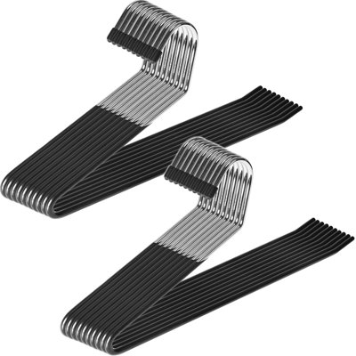 Pants Hangers Non Slip - Open Ended Pants And Jean Hangers For Closet - Space Saving Clothes Hanger - Strong, Durable, Metal Pant Hangers (Black)