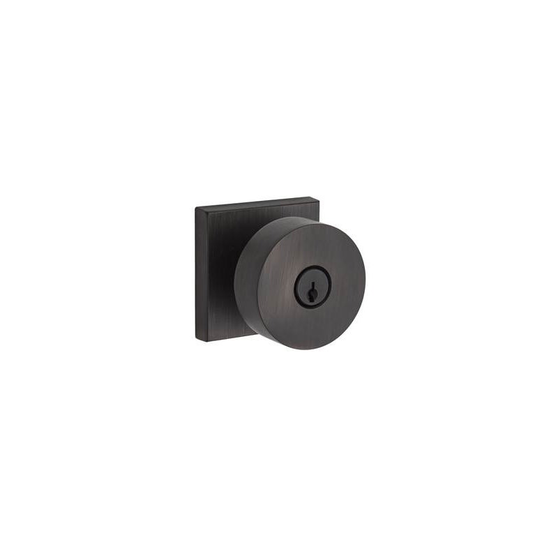 Contemporary Keyed Door Knob with Square Rosette, Keyed Alike, Yes, Venetian Bronze