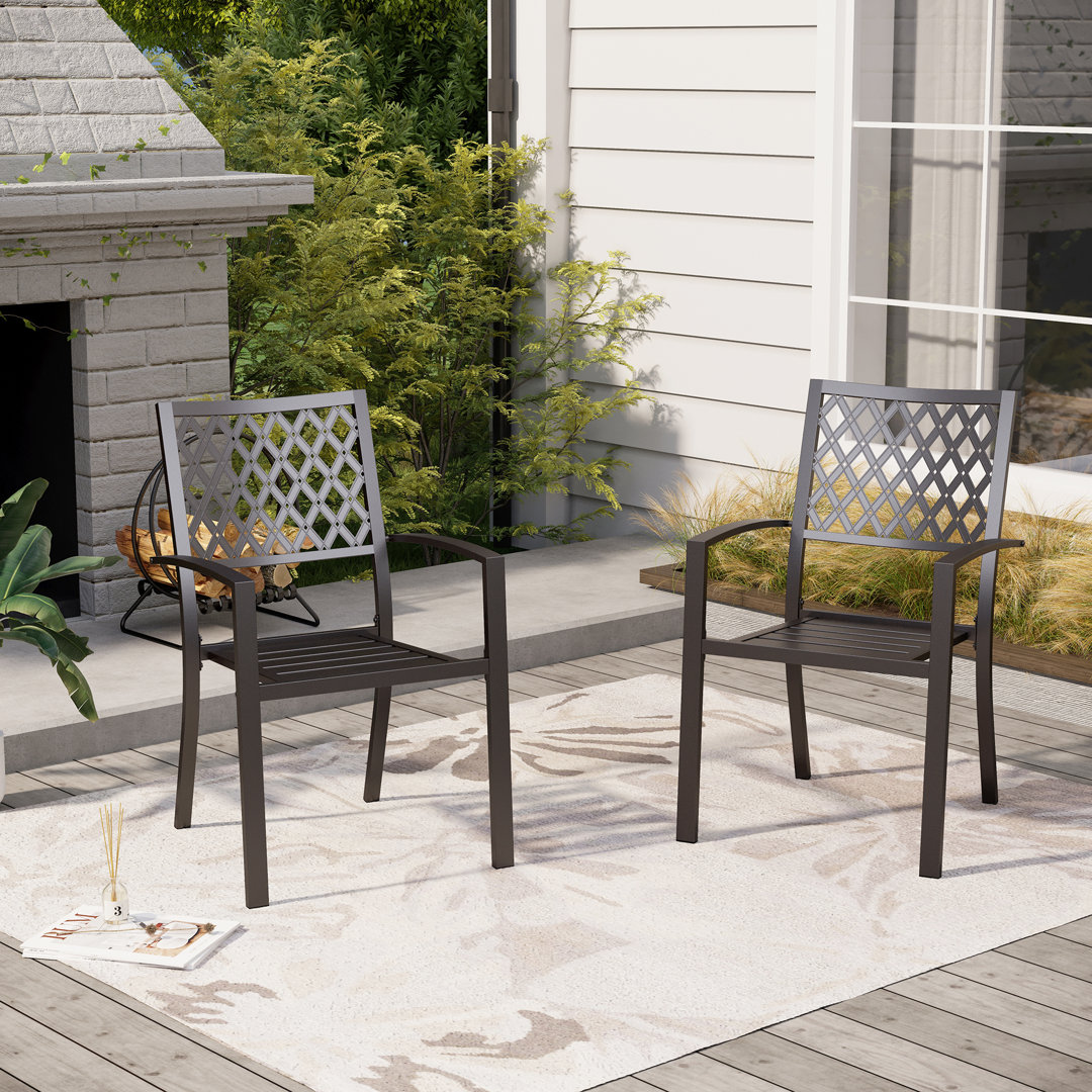Adhil Patio Stackable Dining Armchair (Set of 2) Lark Manor™