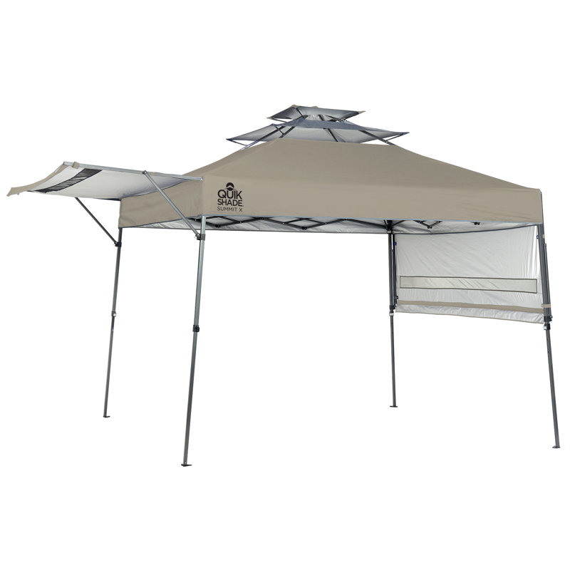 Taupe 17 Ft. Steel Pop-Up Canopy with Dual Awnings