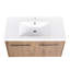 Armoire de salle de bain 36 po avec lavabo en résine, porte à fermeture douce, ustensile moderne, lavabo imitation chêne, instrument à fermeture douce,