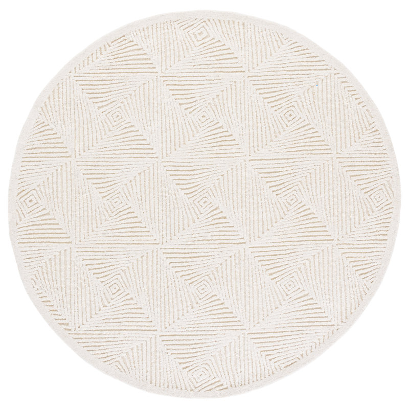 Textural 108 Hand Tufted 80% Wool; 20% Cotton Geometric Shapes Rug, Round 6'