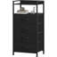 Modern Space-Saving Narrow Bedside Table with 4 Fabric Drawers & Open Shelf, Sturdy Steel Frame, Compact End Table for Bedroom, Living Room, Office, 41x29x83.5cm, Black-1408255156