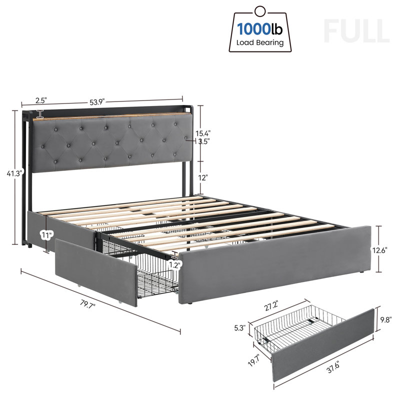 Mondrell Upholstered Platform Bed, Full XL