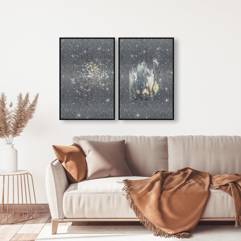 Midnight Flora Set Set by Oliver Gal, 21"H x 31"W, Black Floater Frame