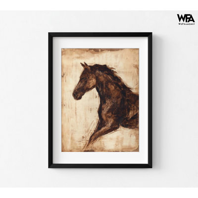 Weathered Equestrian I By Ethan Harper, Brown Horse Equestrian Academy Office Wall Art, Farmhouse Themed Toddler Bedroom Wall Art