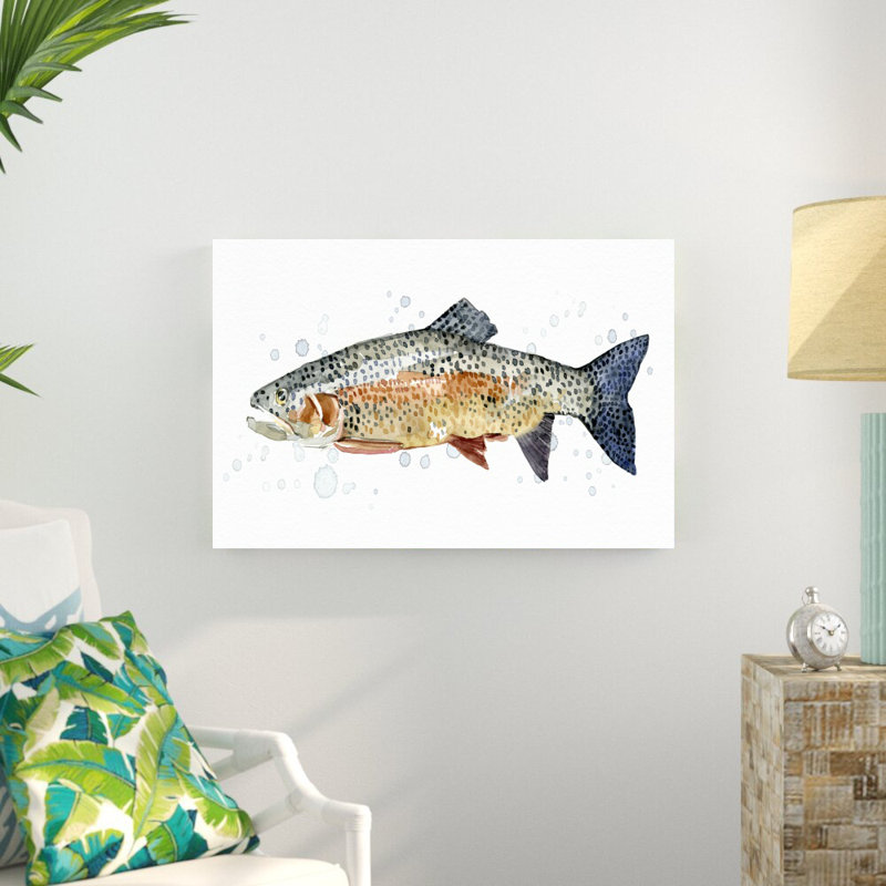 " Rainbow Trout II " by Emma Caroline Painting Print, 24" H x 36" W