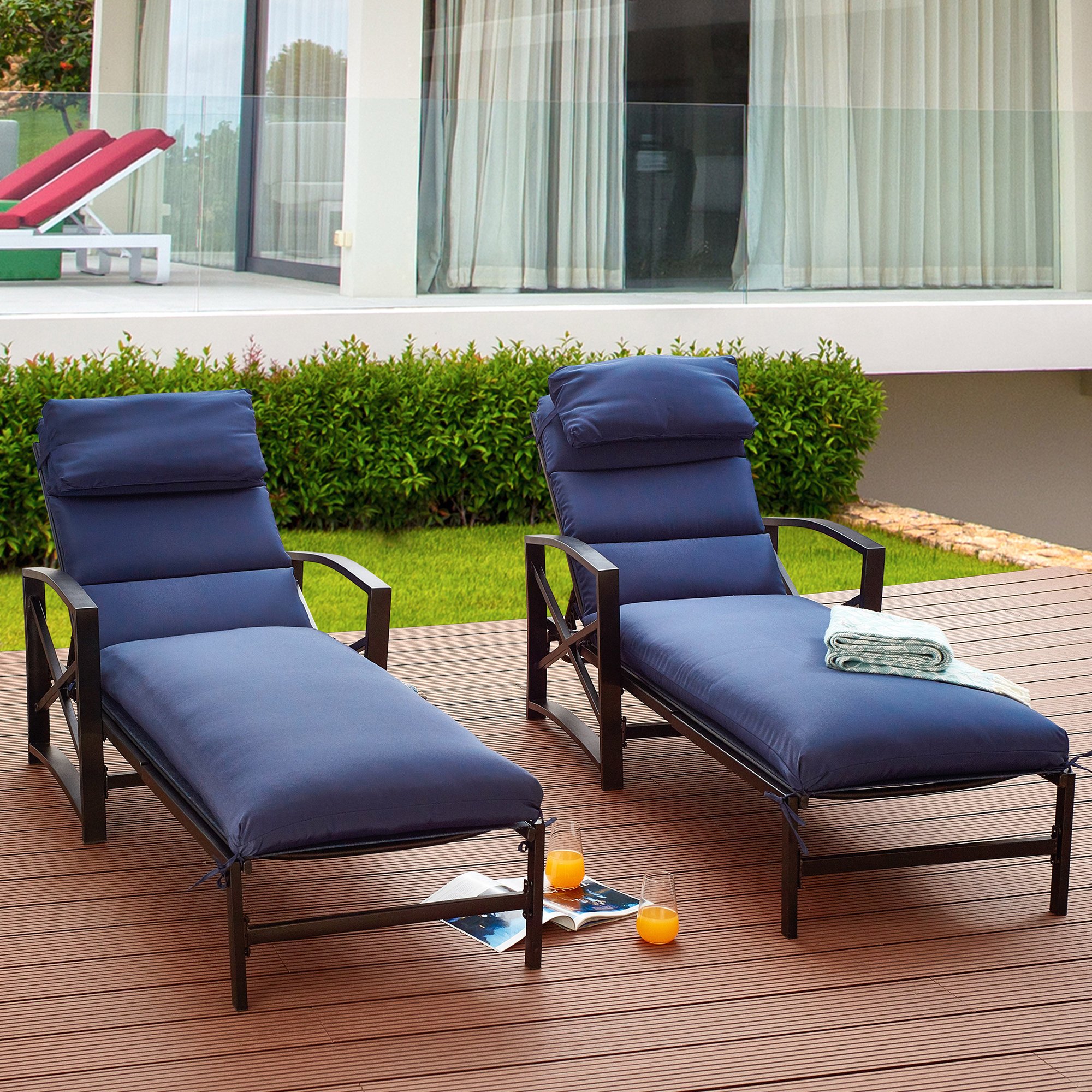 Navy blue discount pool lounge chairs