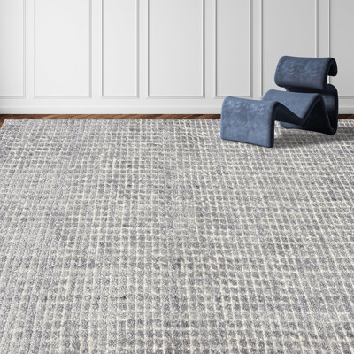 Tapis gris / blanc noué à la main de haute qualité