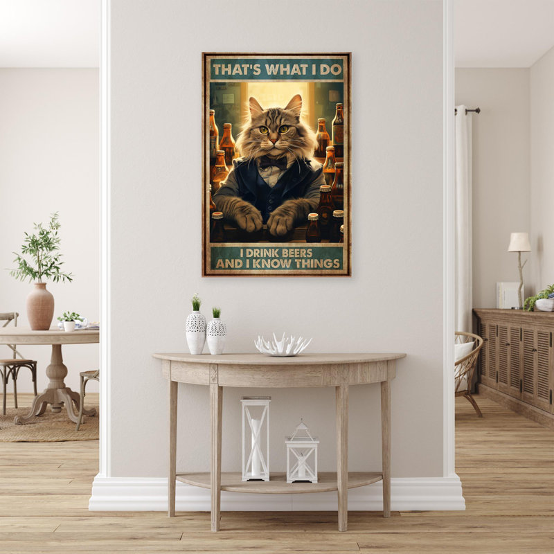 «Cat I Drink Beers» sur toile, H 14 po x l 11 po x P 1,25 po
