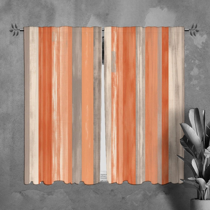 Tanica Room Darkening Curtain Pair, 40" W x 61" L, Orange/Silver