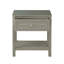Table de chevet en bois Taupe, l 23 po, avec plateau en verre et tiroir | Idée cadeau-144326981