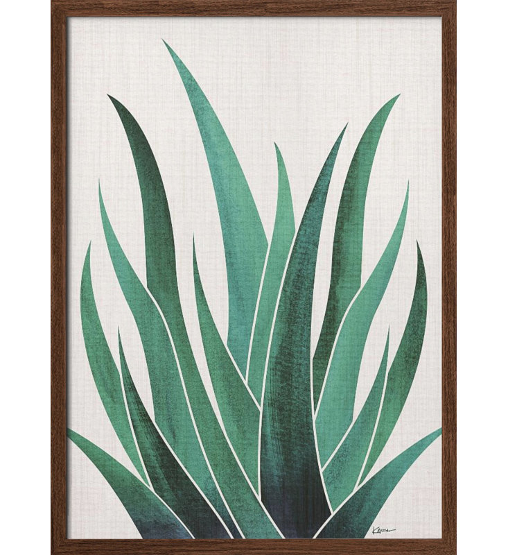 «Desert Agave Cactus», art mural texturé encadré, Noyer, H 14 po x l 10 po