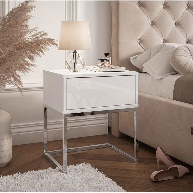 Carlos 45cm W Bedside Table, White