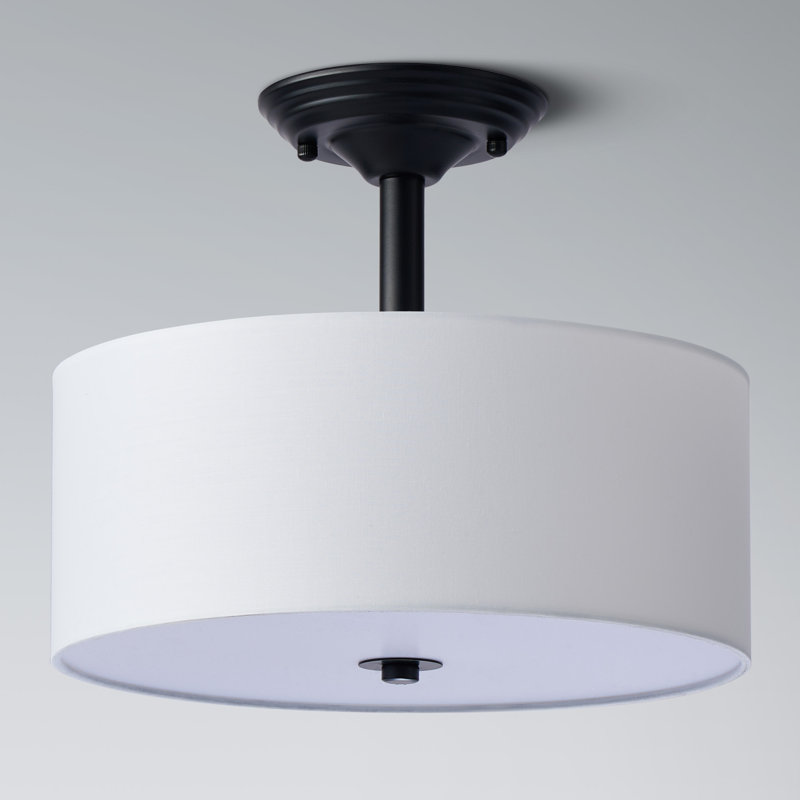 13" Fabric Semi Flush Mount, Matte Black