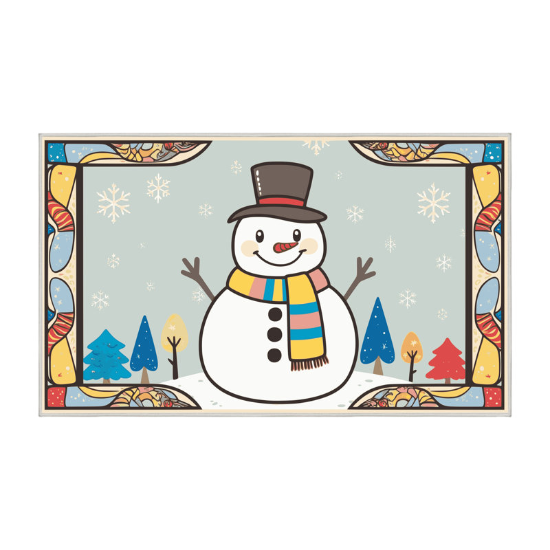 The Holiday Aisle® Washable Christmas Winter Holiday Rug, Rectangle 5' x 7'