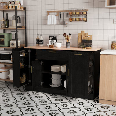 Modern Multi-Functional Sideboard Buffet Cabinet With Storage,Wood Coffee Bar Cabinet With Drawer,Shelves & Door Shelves