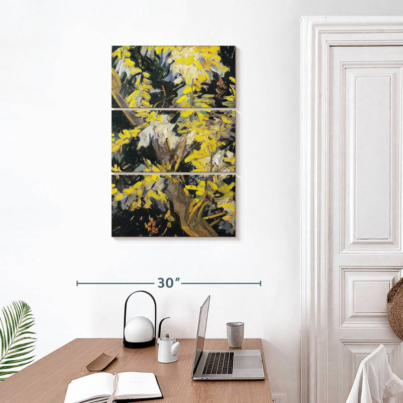 Branches d'acacia en fleurs, H 32 po x l 20 po
