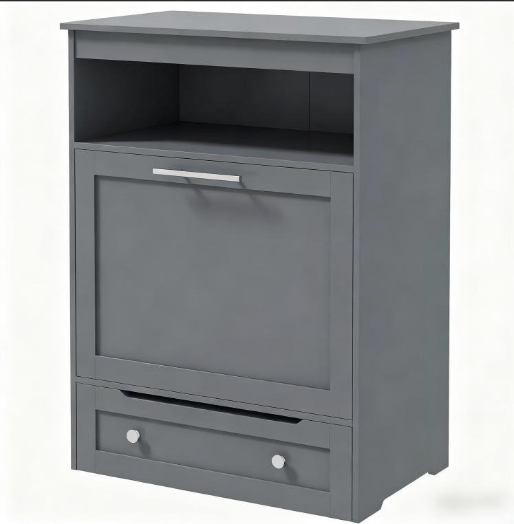 Armoire surélevée pour chien avec rangement et bols surélevés, gris, Gris