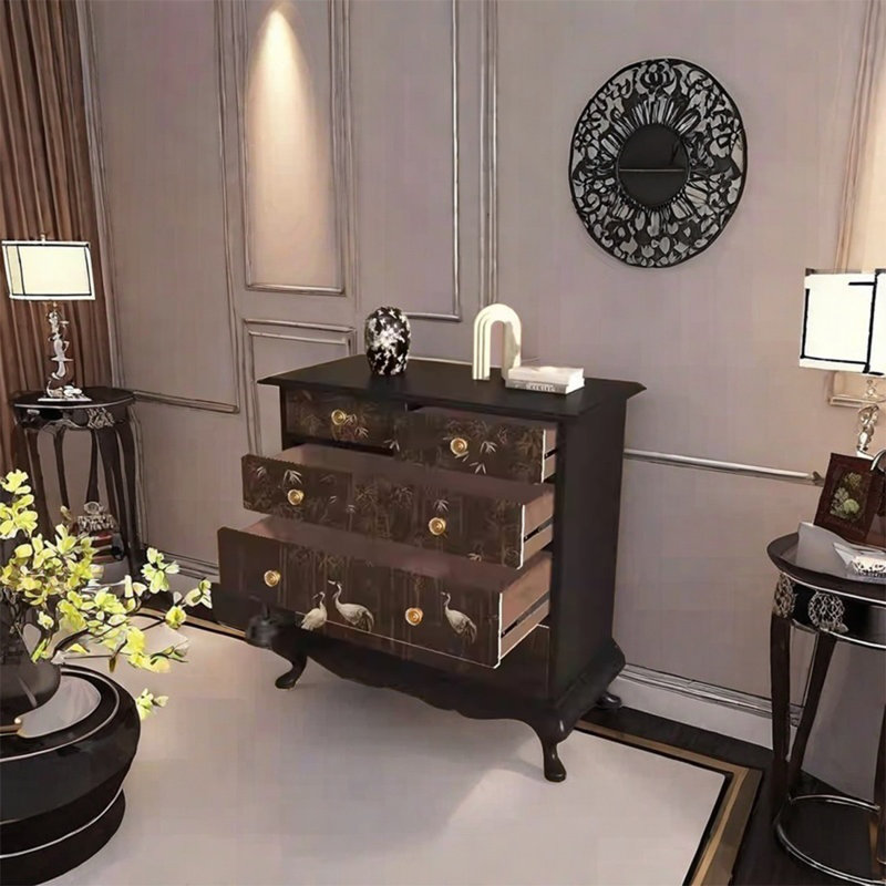 Armoire de rangement à cinq tiroirs en noyer