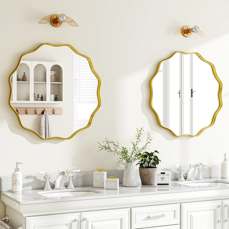Miroir décoratif mural rond, 24 po x 24 po, Doré