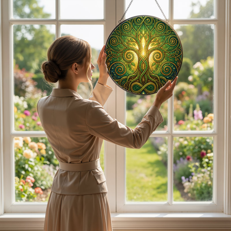 Panneau de vitrail 12 po H Celtic Tree, H 12 po x l 12 po