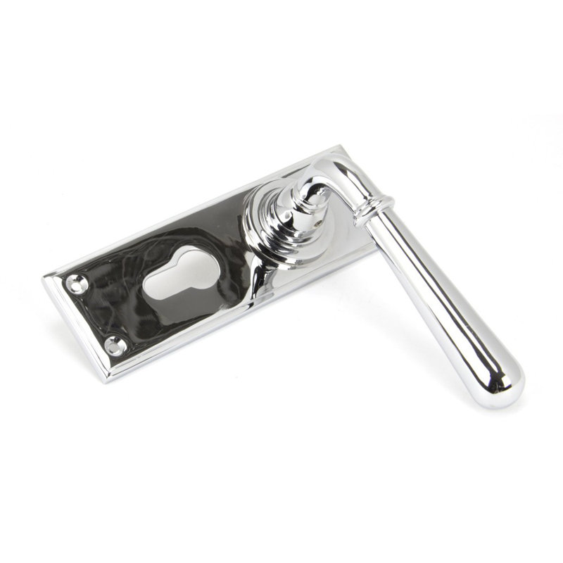 Newbury Lock Door Handle Kit, Polished Chrome