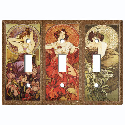 Magnifique plaque murale à 2 prises Art Nouveau Angels
