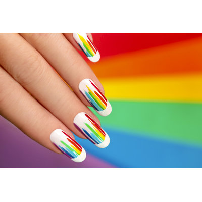 RainBow Manicure by Goodolga - Wrapped Canvas Photograph