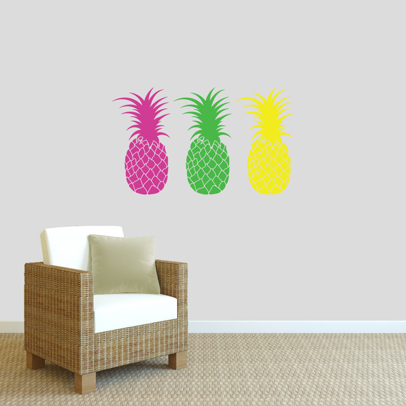 Ensemble d'adhésif décoratif ananas, Rose / Vert / Jaune
