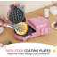 1300W Double Belgian Waffle Maker, Flip Style Electric Waffle Iron with Removable Ceramic Nonstick Plates, Pink