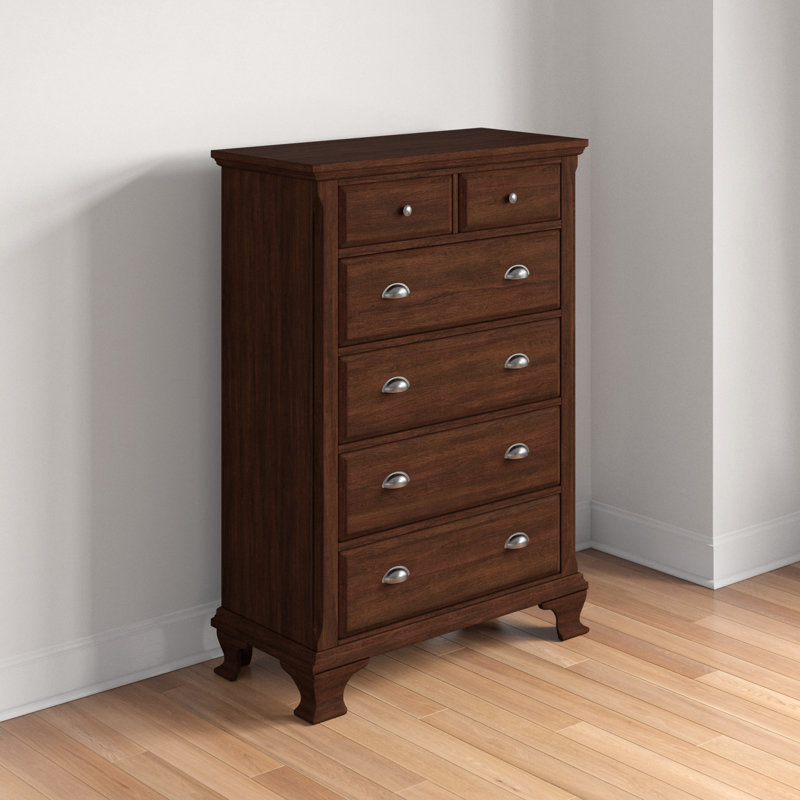 Dravin 38'' W 5 - Drawer Dresser, Cherry