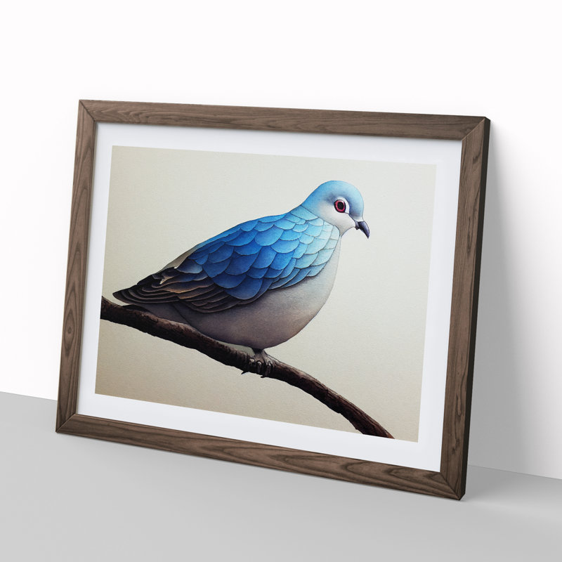 Dove Bird In Watercolour Vol.4 - Single Picture Frame Painting, 46cm H x 64cm W x 2cm D, Walnut Framed