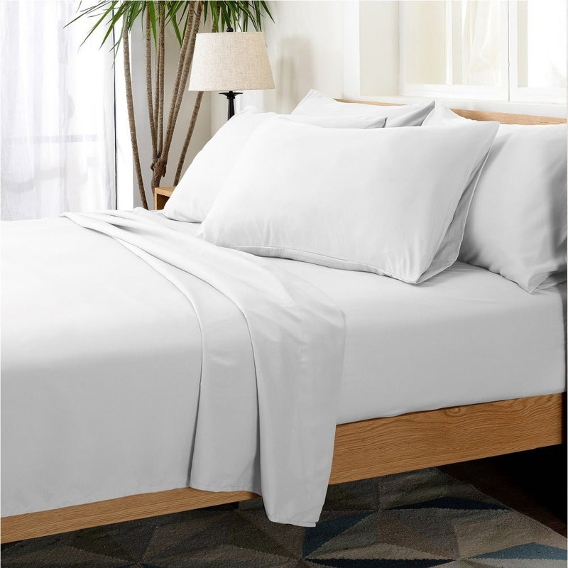 Microfiber Sheet Set, King Sheet Set + 1 Fitted Sheet + 4 Pillowcase, White